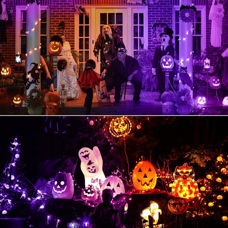 JAHEKS Orange Purple Light Bulbs for Halloween Christmas, 9W(60W Equivalent) E26 Base LED Orange Bulb Purple Bulb for Outdoor,Porch,Home Decor - Image 2